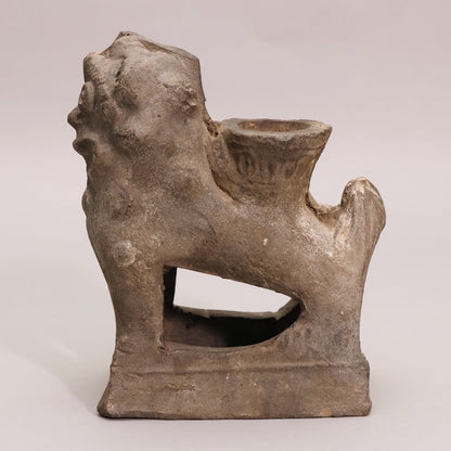 China, Qing Dynasty, Guardian Lion Candle Stand (Molded Pottery) - c. 1700s CE - Imperial China