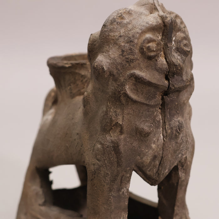 China, Qing Dynasty, Guardian Lion Candle Stand (Molded Pottery) - c. 1700s CE - Imperial China