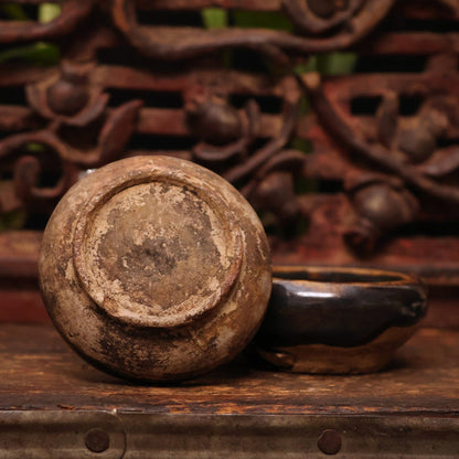 China, Qing Dynasty, Pair of Small Dark Glazed Oil Lamps - c. early 1900s CE - Imperial China