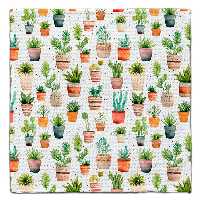 Clay Potted Plants Waffle Weave Washcloth - CJ Bella Co.