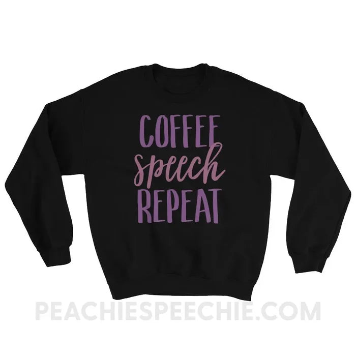 Coffee Speech Repeat Classic Sweatshirt - Black / S - Hoodies & Sweatshirts peachiespeechie.com