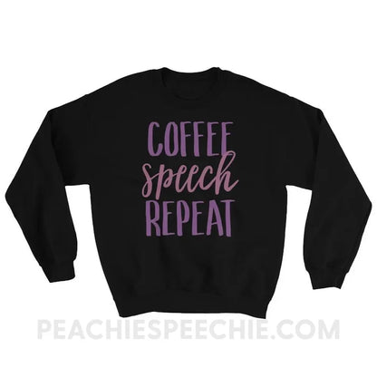 Coffee Speech Repeat Classic Sweatshirt - Black / S - Hoodies & Sweatshirts peachiespeechie.com