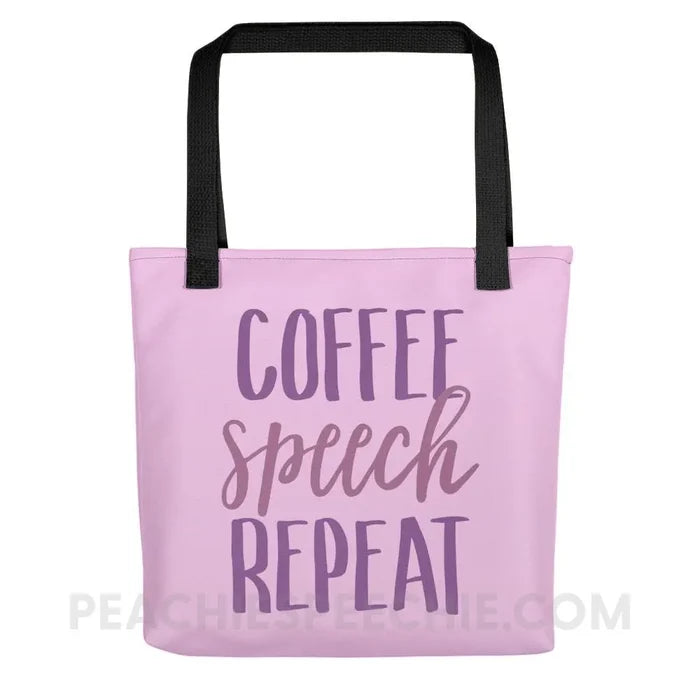 Coffee Speech Repeat Tote Bag - Black - Bags peachiespeechie.com