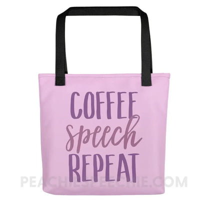 Coffee Speech Repeat Tote Bag - Black - Bags peachiespeechie.com
