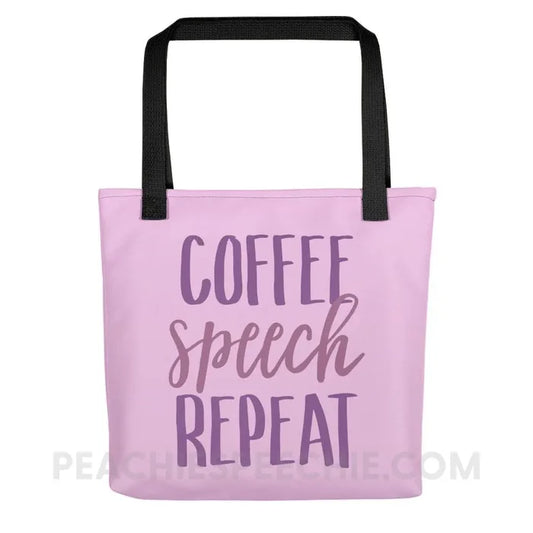 Coffee Speech Repeat Tote Bag - Black - Bags peachiespeechie.com