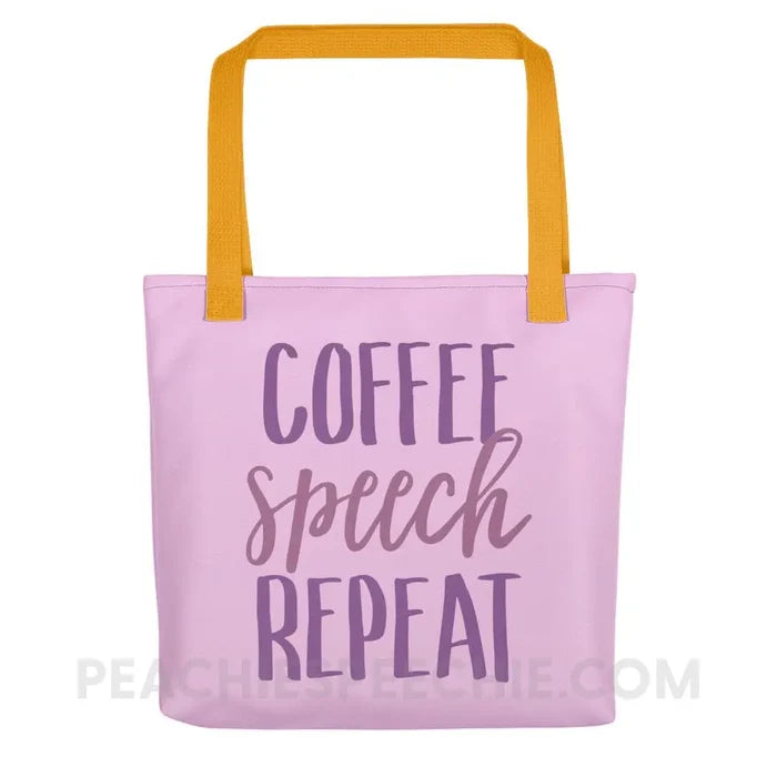 Coffee Speech Repeat Tote Bag - Yellow - Bags peachiespeechie.com
