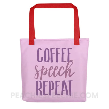 Coffee Speech Repeat Tote Bag - Red - Bags peachiespeechie.com