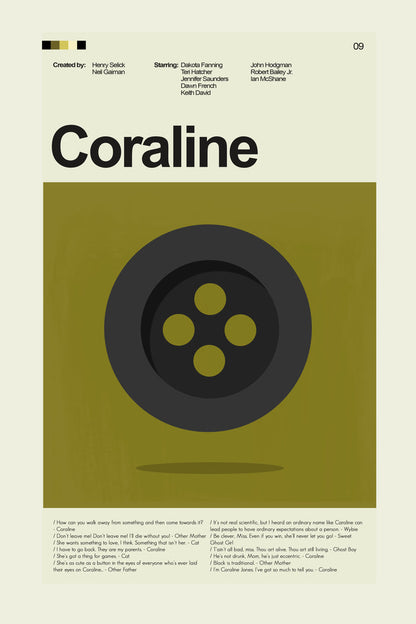 Coraline Inspired Mid-Century Modern Print | 12"x18" or 18"x24" Print only