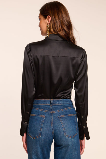 Victoria Silk Button Down Blouse | BLACK