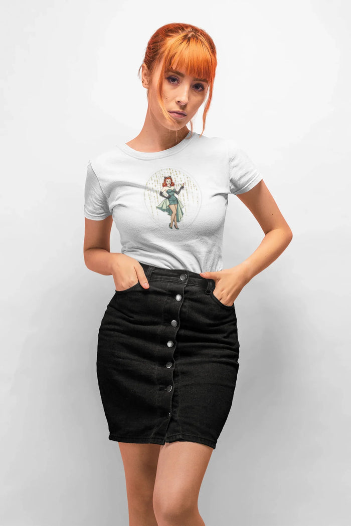 Crimson Enchantress: Bewitching Pinup Halloween Tee