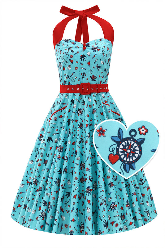 Daisy Rockabilly Nautical Tattoo Halter Dress