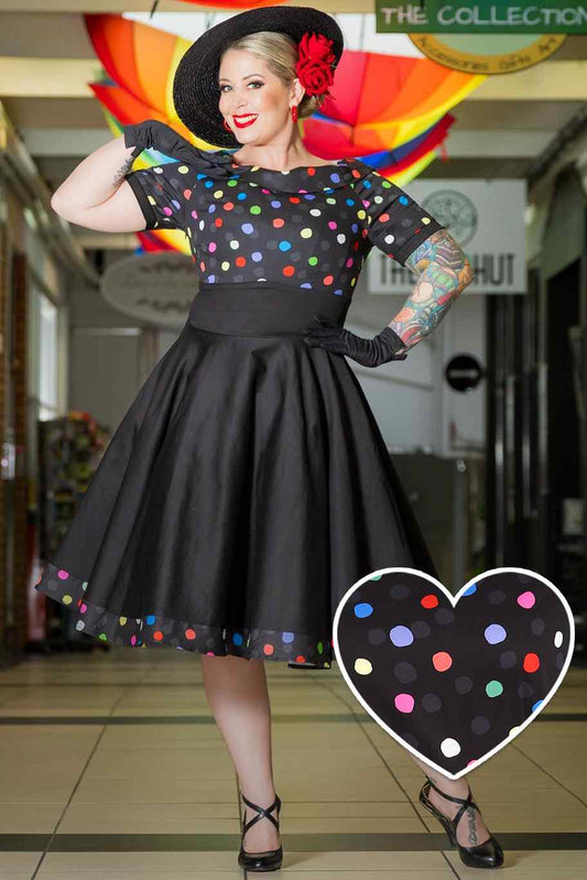 Darlene Multicolour Polka Dot Black Circle Dress