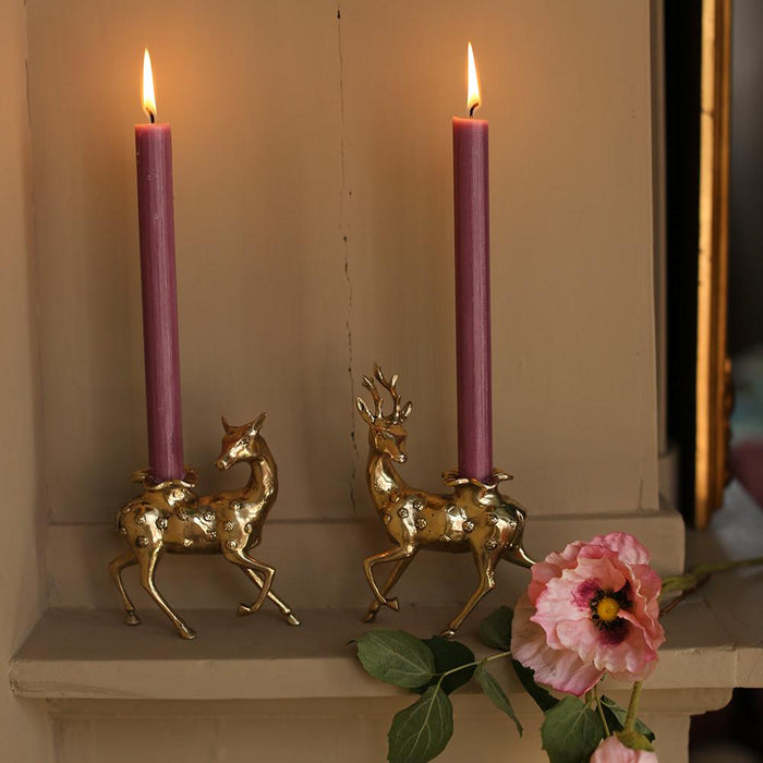 Deer Taper Candle Holder -  Recycled Brass