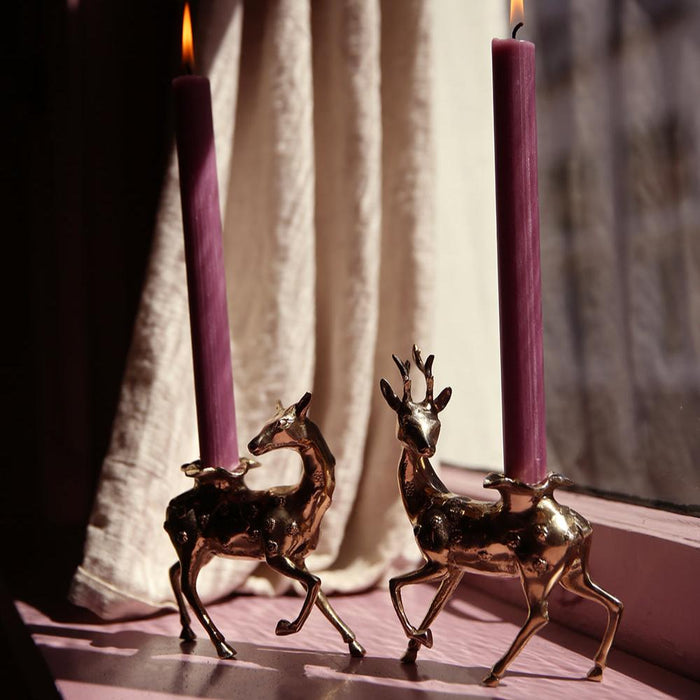 Deer Taper Candle Holder -  Recycled Brass
