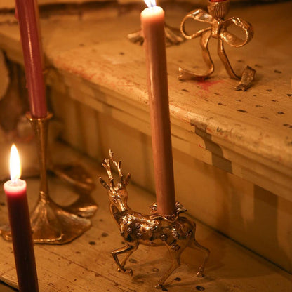 Deer Taper Candle Holder -  Recycled Brass