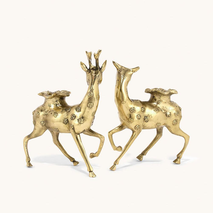 Deer Taper Candle Holder -  Recycled Brass