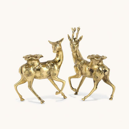 Deer Taper Candle Holder -  Recycled Brass