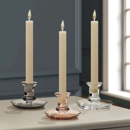 Delia Glass Taper Candle Holder with Saucer