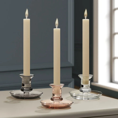 Delia Glass Taper Candle Holder with Saucer