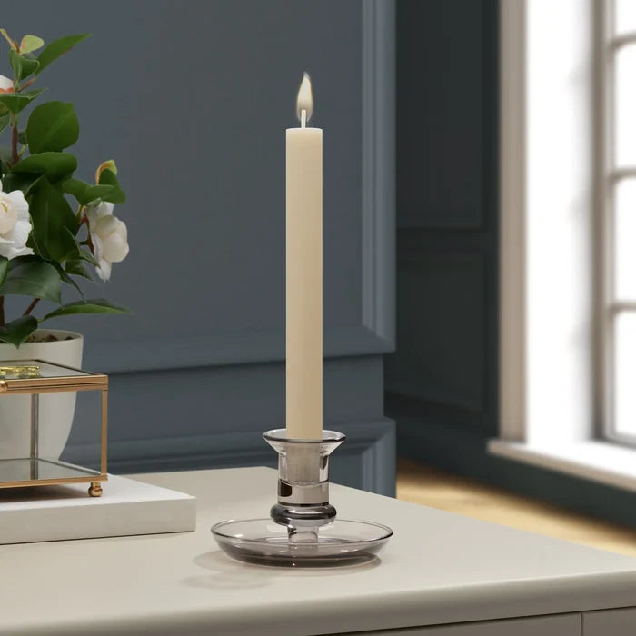 Delia Glass Taper Candle Holder with Saucer