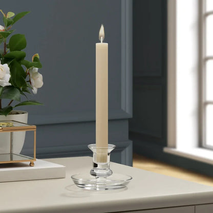 Delia Glass Taper Candle Holder with Saucer