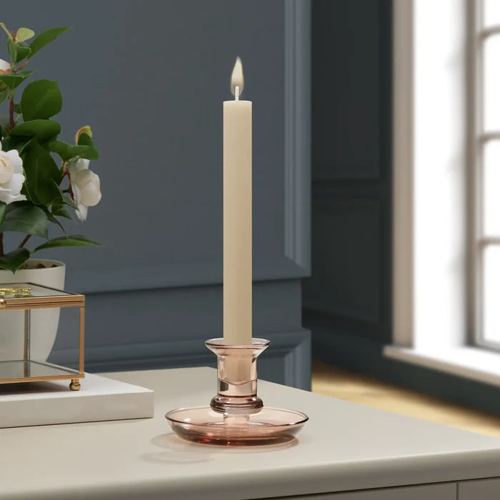 Delia Glass Taper Candle Holder with Saucer