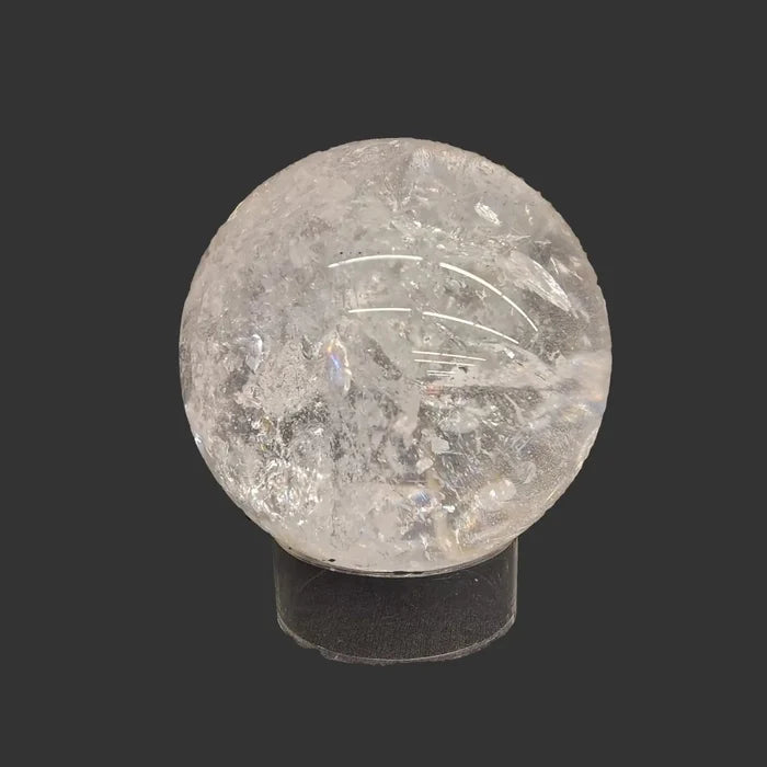 This Quartz crystal ball fits perfectly on this acrylic riser display stand.