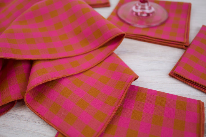 Dragonfruit Woven Gingham Napkins