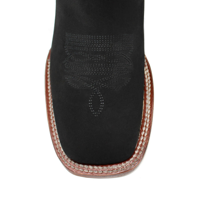 El Canelo Black Suede Squared Toe Ankle Boots