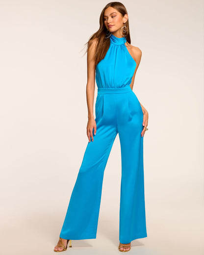 Tatiana Wide Leg Halter Jumpsuit | ROYALE BLUE