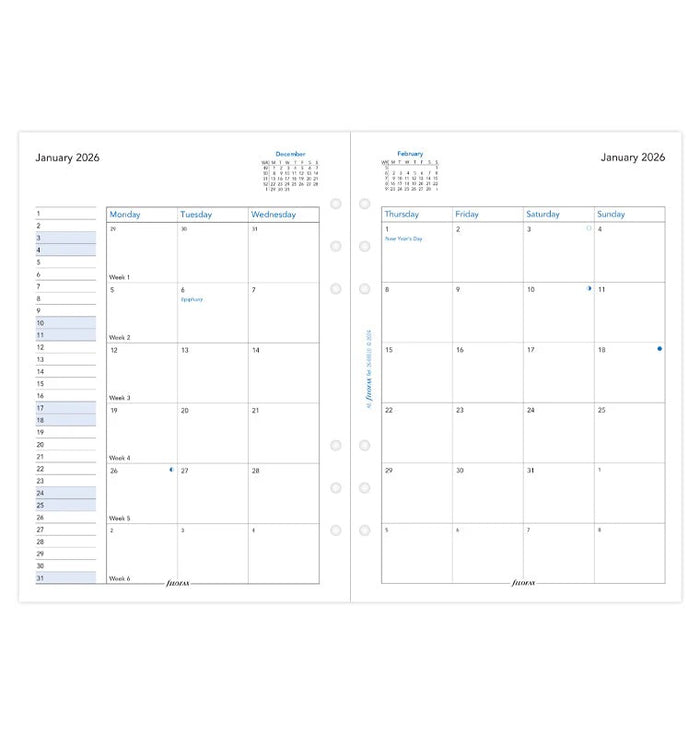 Filofax - 2026 Dated A5 Size Monthly Refills