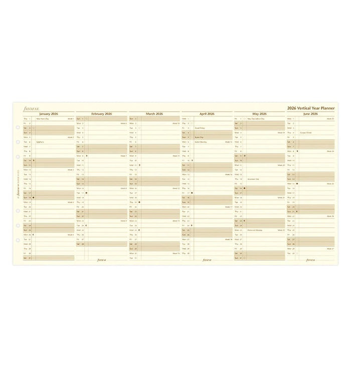 Filofax - 2026 Dated A5 Size Yearly Refills