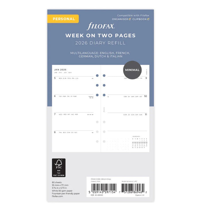 Minimal Week On Two Pages Diary - Multilanguage