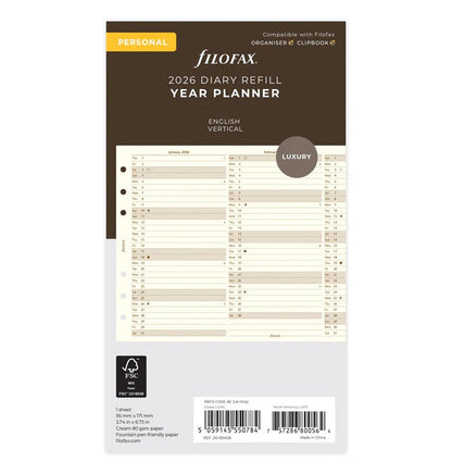 Vertical Year Planner - Cotton Cream