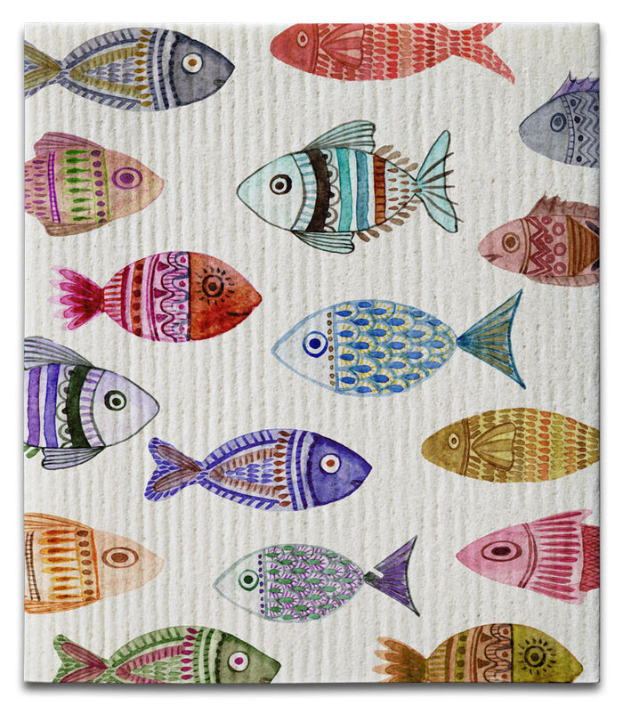 Fish Multi-Color Swedish Dishcloth