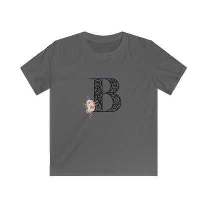 Floral Letters: Letter B - Kids Softstyle Tee - Whippie's