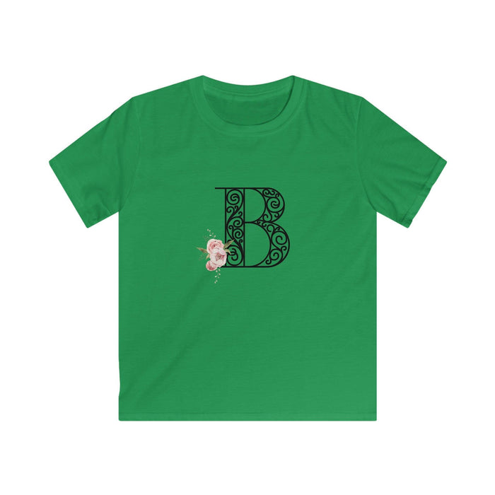 Floral Letters: Letter B - Kids Softstyle Tee - Whippie's