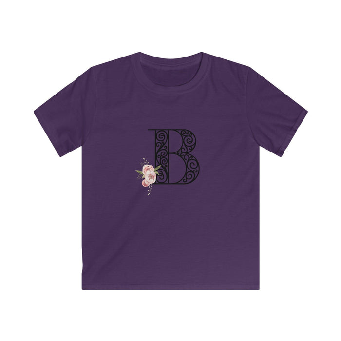 Floral Letters: Letter B - Kids Softstyle Tee - Whippie's
