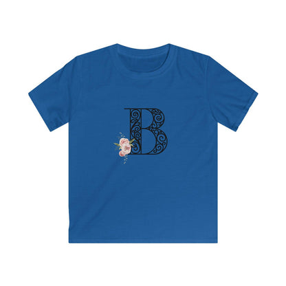 Floral Letters: Letter B - Kids Softstyle Tee - Whippie's