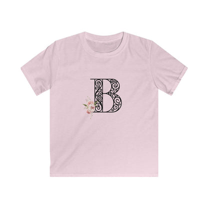 Floral Letters: Letter B - Kids Softstyle Tee - Whippie's