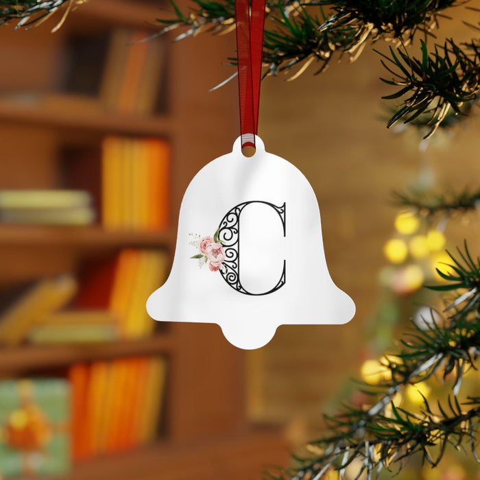 Floral Letters: Letter C - Metal Christmas Ornament - Whippie's
