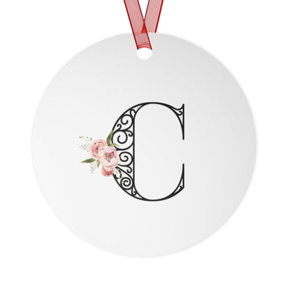 Floral Letters: Letter C - Metal Christmas Ornament - Whippie's