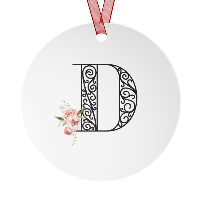 Floral Letters: Letter D - Metal Christmas Ornament - Whippie's