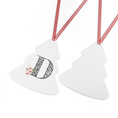 Floral Letters: Letter D - Metal Christmas Ornament - Whippie's