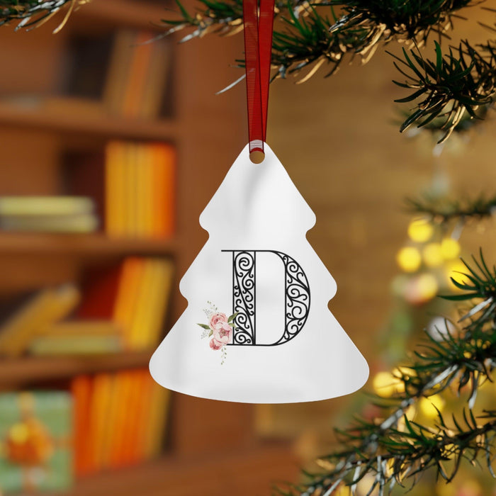 Floral Letters: Letter D - Metal Christmas Ornament - Whippie's