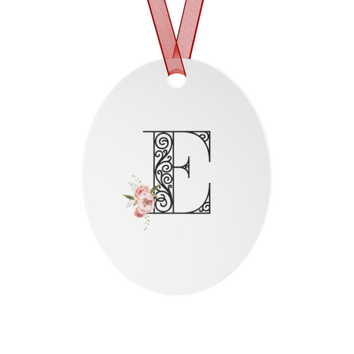 Floral Letters: Letter E - Metal Christmas Ornament - Whippie's