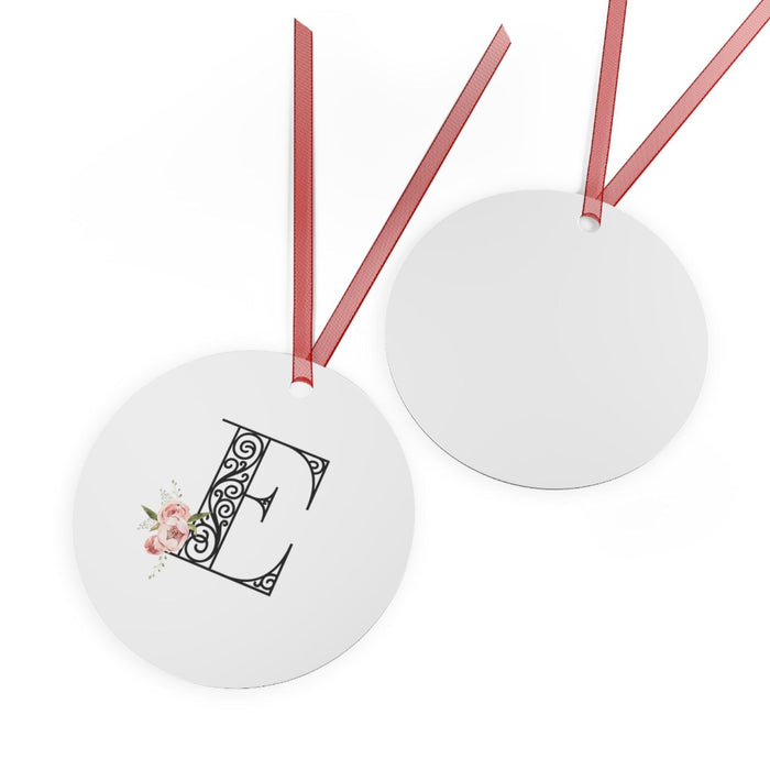 Floral Letters: Letter E - Metal Christmas Ornament - Whippie's