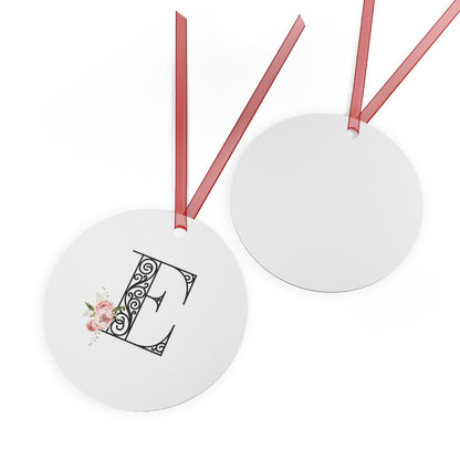 Floral Letters: Letter E - Metal Christmas Ornament - Whippie's