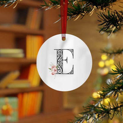 Floral Letters: Letter E - Metal Christmas Ornament - Whippie's