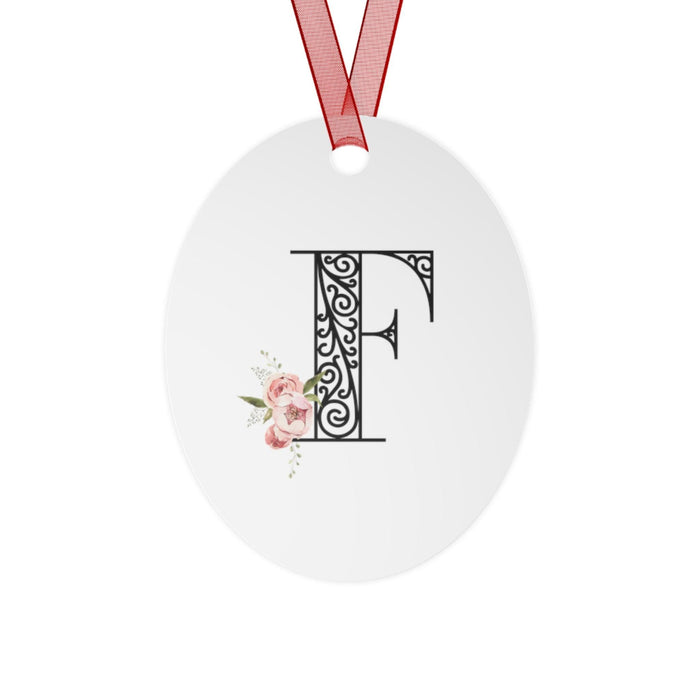 Floral Letters: Letter F - Metal Christmas Ornament - Whippie's
